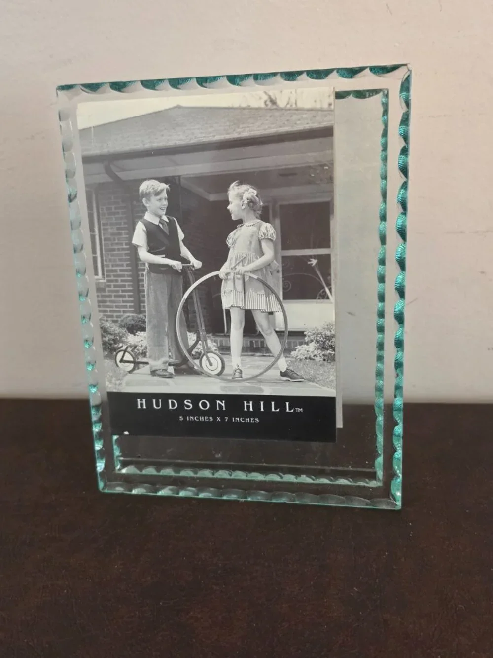 Hudson Hill Glass Crystal Border Textured Green Picture Frame 5